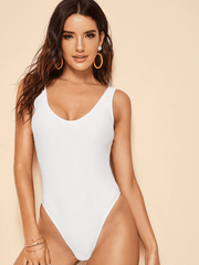 Low Back Solid One Piece Swimsuit