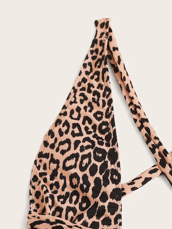 Leopard Criss Cross One Piece Swimwear