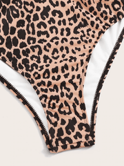 Leopard Criss Cross One Piece Swimwear