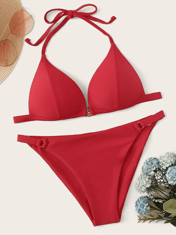 Halter Top With Tanga Bikini Set